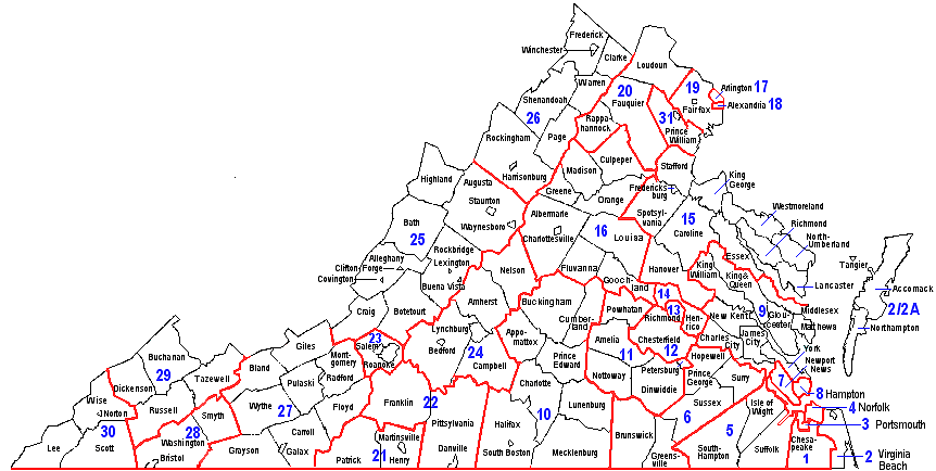 Map Of Virginia S Judicial Circuits And District